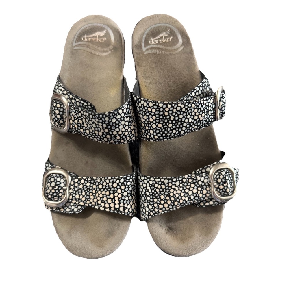 Dansko Sophie Sandals Black Metallic Leather  Size EU 37 USA‎ 6.5/7